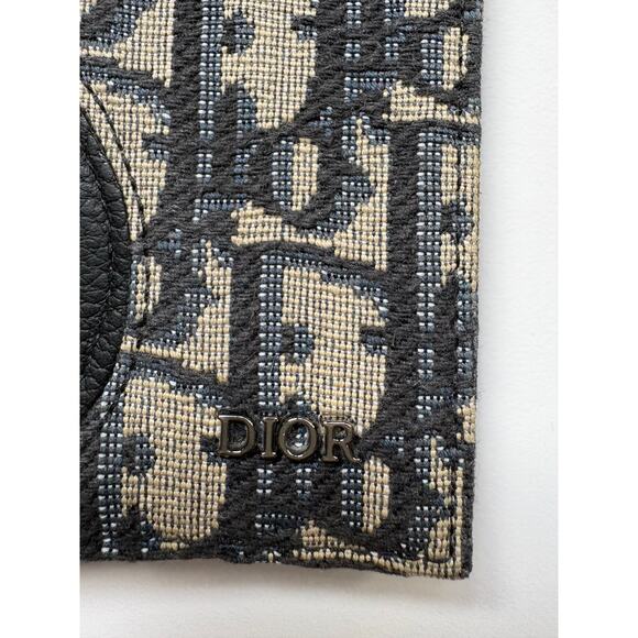 Dior Oblique Jacquard Card Wallet Black Leather Bifold Men’s Compact Slim - Picture 6 of 6